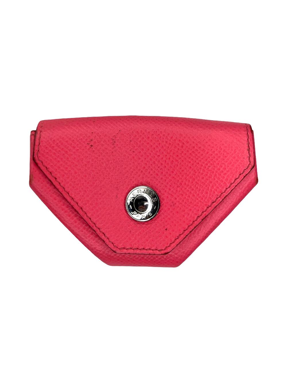 Hermes Bastia Coin Purse Wallet Pink Epsom Leather Snap France Small